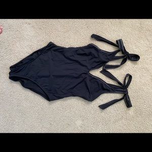 J. Crew black tie shoulder one piece swimsuit